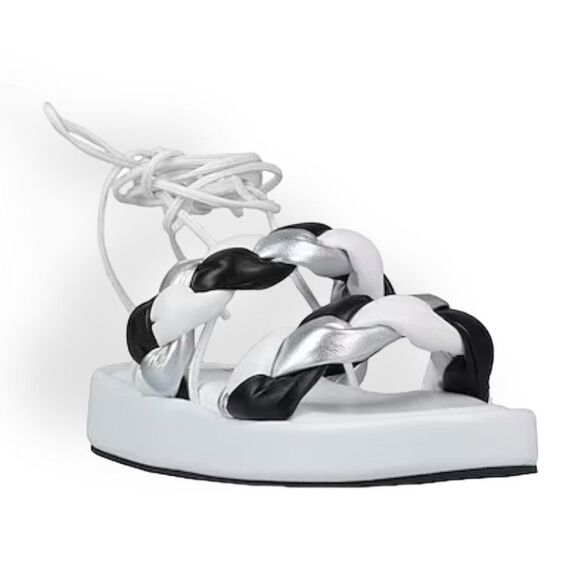 Multicolor Wide Double Braided Straps Open Toe Ankle Wrap Sandals - NEW - Picture 1 of 4